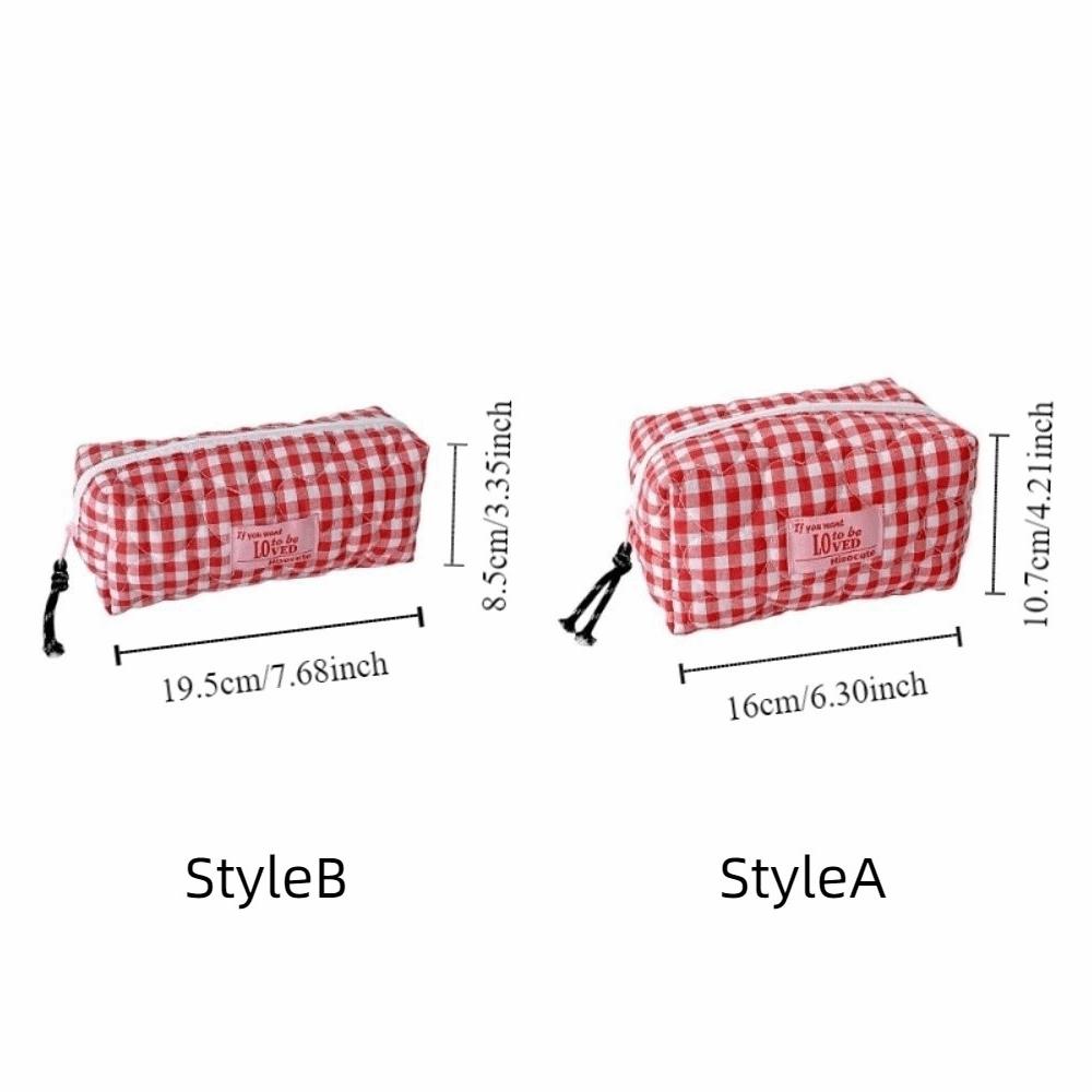Cloth Korean Plaid Stationery Bag Pen Bag Pencil Pouch Plaid Heart Pencil Case  Kids Children