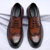 Fashion Brand Thick Soled Men's Genuine Leather Shoes British Style Business Shoes Men's Banquet Formal Shoes Classic Brown