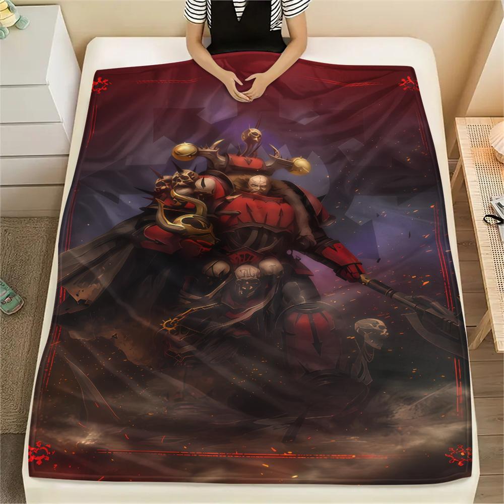1PC Warhammer 40k Print Flannel Blanket, High Quality Comfortable for All Seasons, Home Decor, Warmth and Comfort, Perfect for Christmas Gifts
