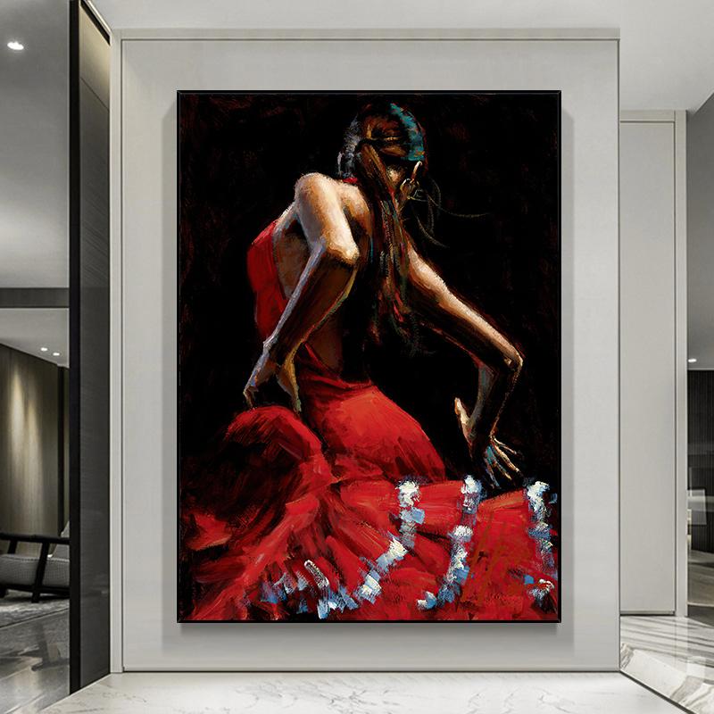 Tableau Toile Femme Africaine Dansant - Décoration Murale Salon - Non Encadré