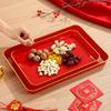 Red Tray Household Fruit Dried Fruit Plate Living Room Water Cup Cup Tea Tray Housewarming New Home Happy Candy Plate