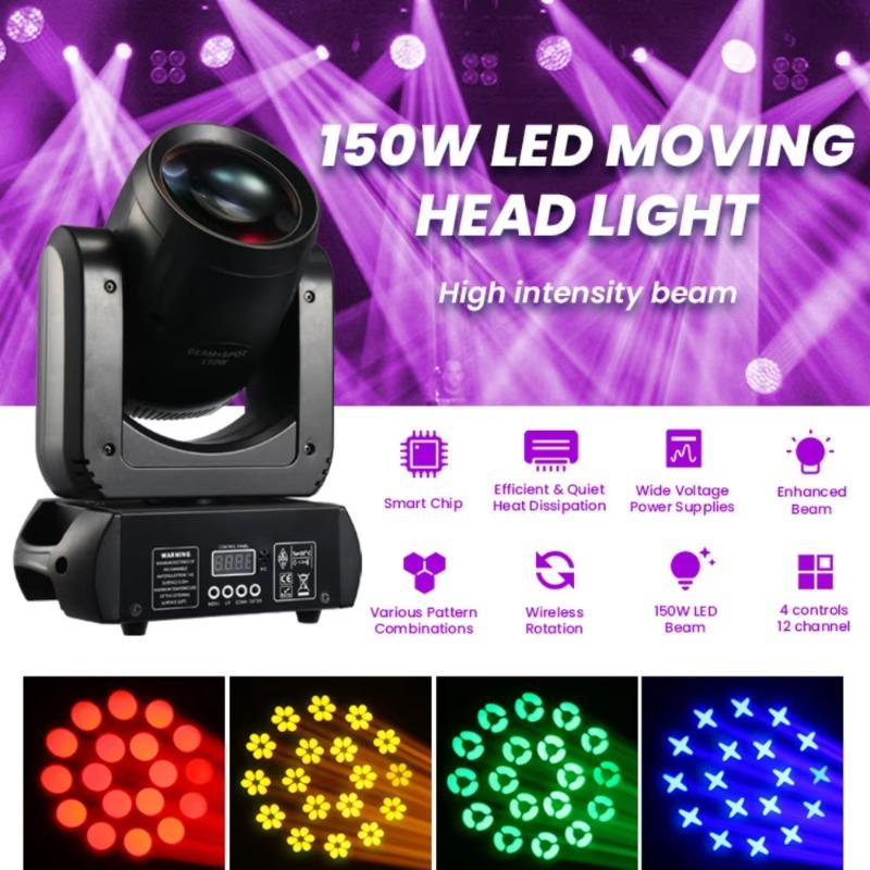 150W Beam Moving Head Stage Light | 8*8 Pattern, 12 Channel RGBW, DMX512/Sound Control - Ideal for Wedding, DJ Party, Disco & Events