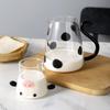 500ml/1800ml Transparent Glass Jug Heat-Resistant Cartoon Cute Cow Shape Tea Pot and Cup Set Water/Milk Cold Kettle Coffee Pot