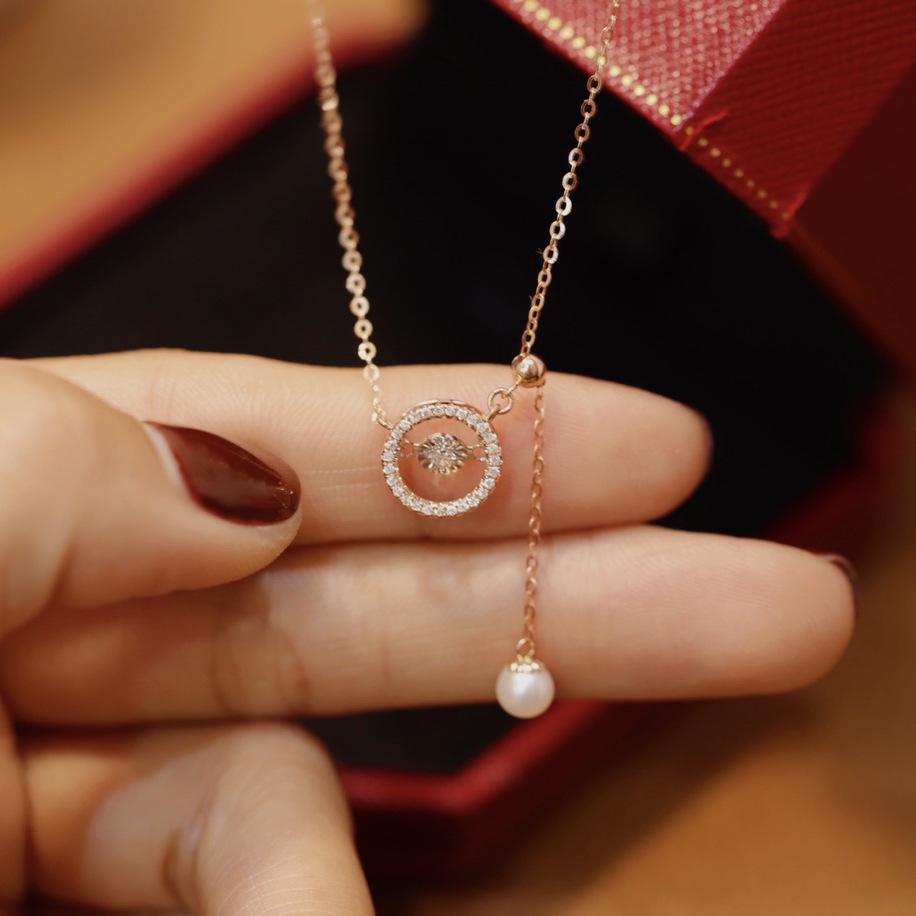 

Роскошное колье-шнурок с инкрустацией бриллиантами и жемчугом, женское, стерлинговое серебро S925, позолоченное, элегантная цепочка для ключицы 925 Silver