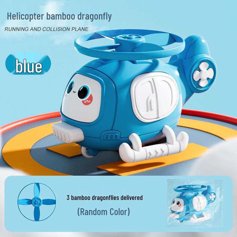 In-Stock Bamboo Dragonfly Helicopter Wind-up Toy for Kids синий