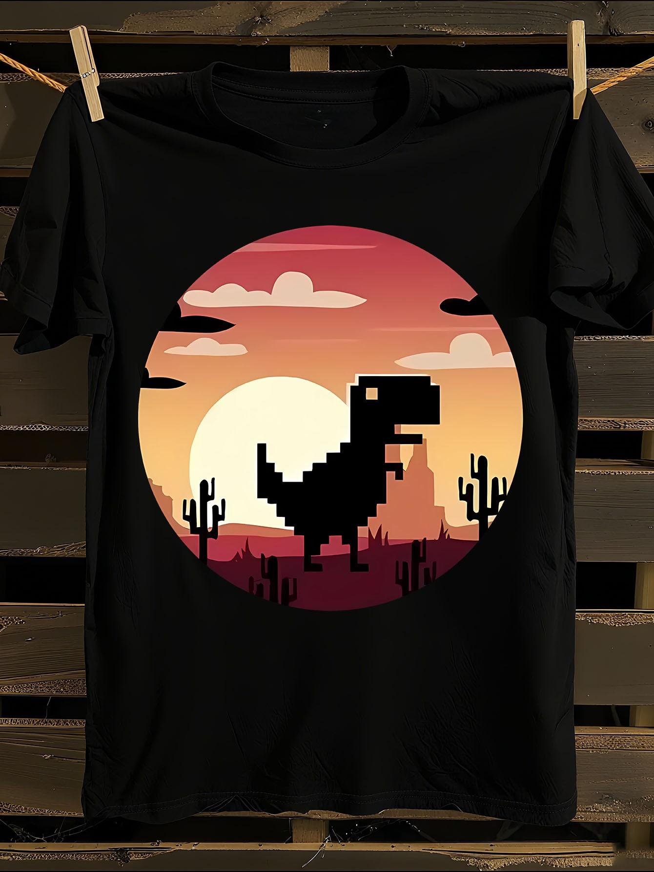 XINYI 100% Retro Gaming Dinosaur Graphic Tshirt XXXXL