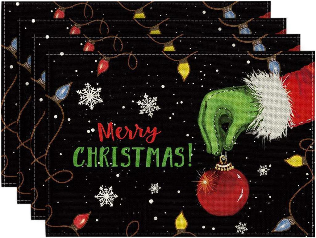 Christmas Placemat Set with Plate & Cup Insulation - Holiday Decorative Table Mats
