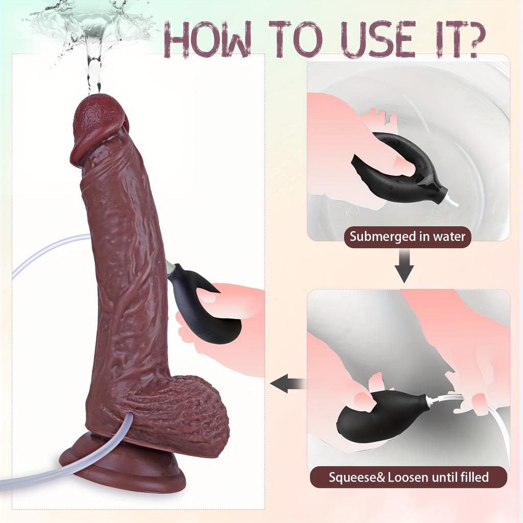 8.3 Inch Realistic Silicone Dildo with Curved Shaft – Skin Texture Design, Refillable Liquid Feature, Strong Suction Cup, Hands-Free Adult Toy