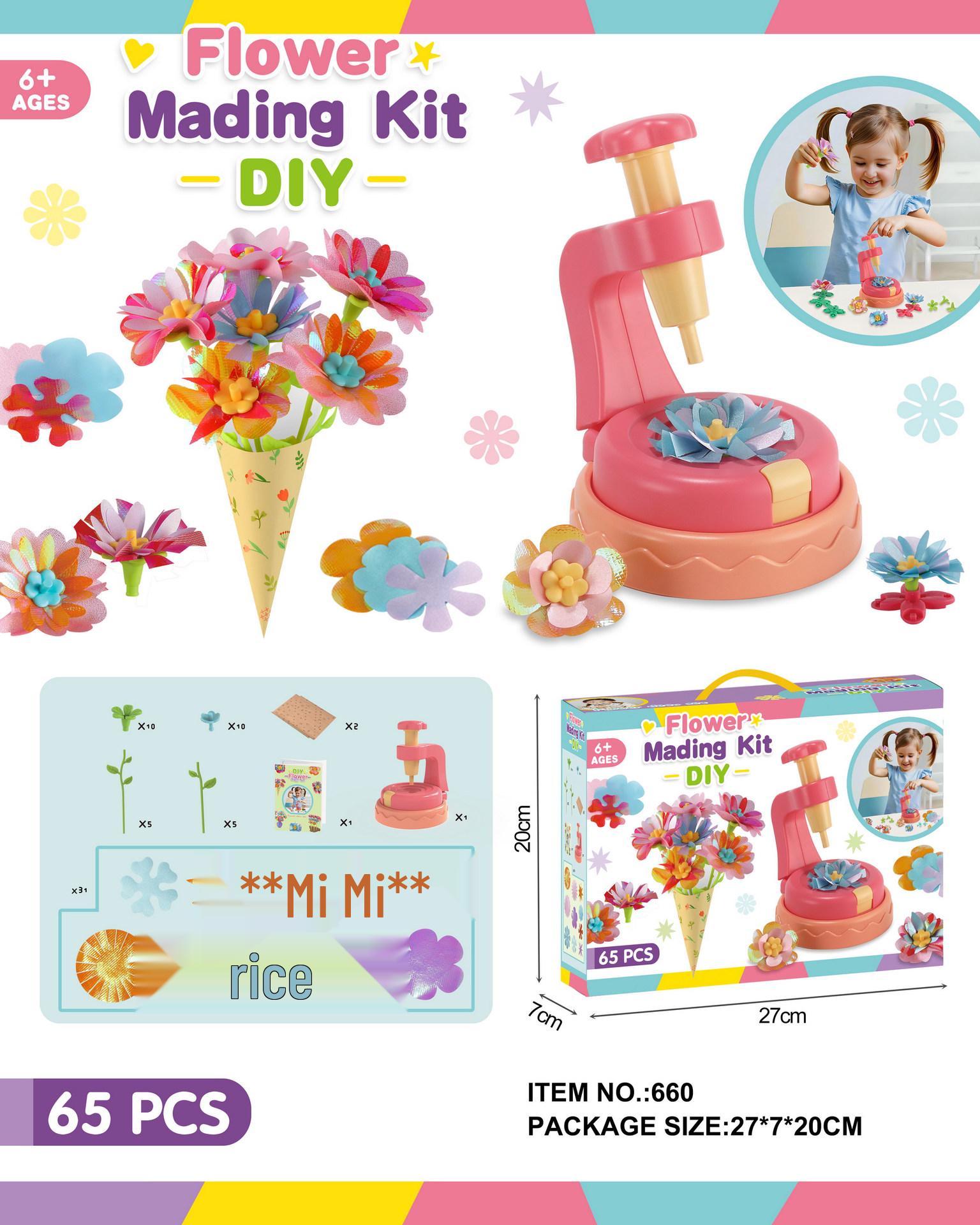 

Children s DIY Flower Arrangement Craft Kit - Floral Pretend Play Set with Embossing Machine for Girls