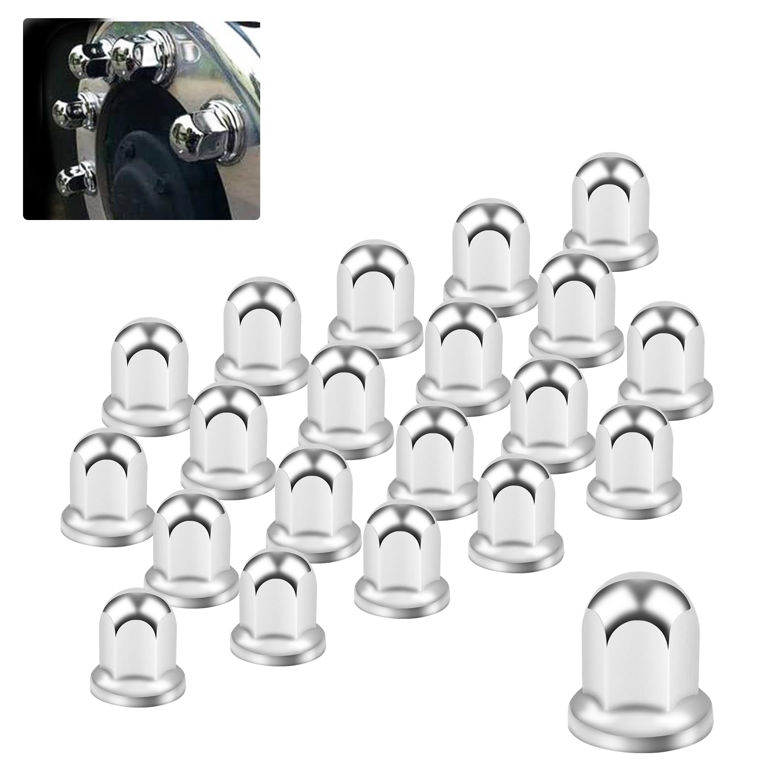 

SANQUUQOO Круглая колесная гайка из нержавеющей стали с зеркальной полировкой 33 мм x 51 мм для грузовика ISO JET для большого болта Универсальная посадка колпачков, высоты, грузовиков,