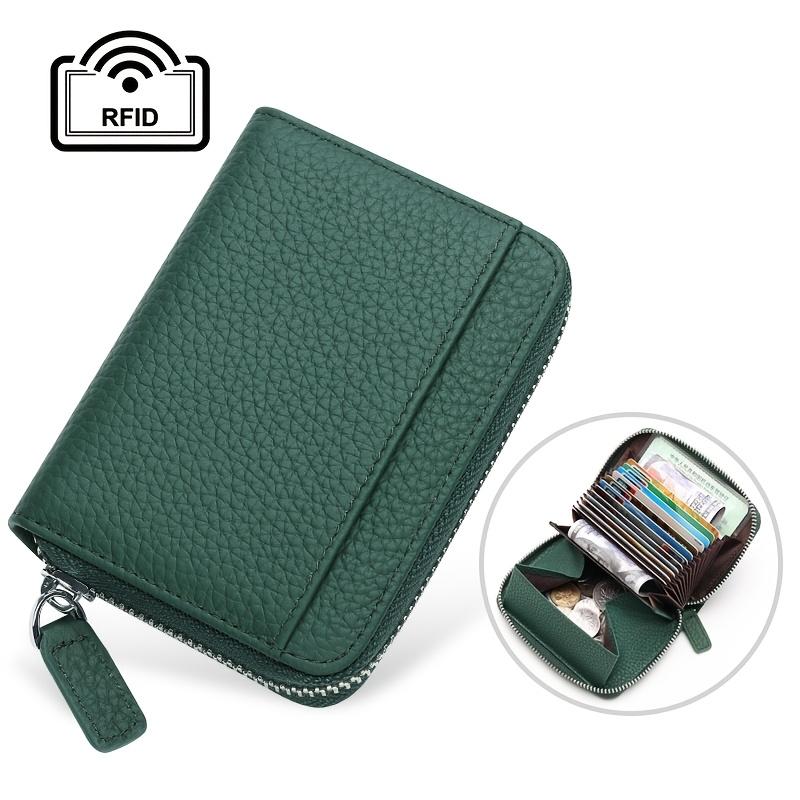 Large Capacity Accordion Wallet,  Stylish High-End Coin Purse with Card Slots Featuring a Zip Closure And Portable Design темно-зеленого