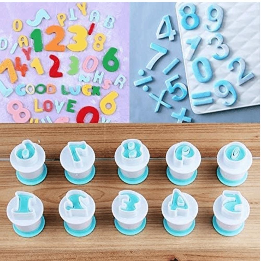 10PCS 0-9 Number Number Cake Mold Food Grade Plastic Fondant Cutter Cookie Stamp Birthday Party
