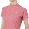 FootJoy Women's Square Check Short Sleeve Mock Neck Golf Shirt, Pink Lemonade, Size M (FJW-S25-S07, 34844-M)