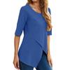 Womens Top Irregular Round Neck Shirt Half Sleeve Blouse Plus Size Color