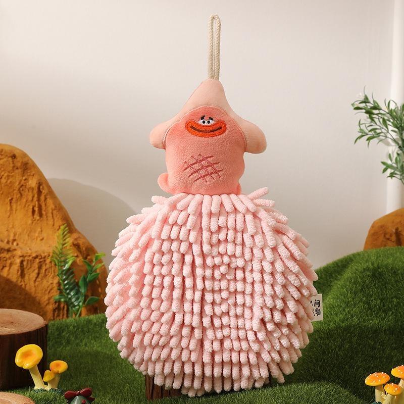 Super Absorbent Chenille Hand Towel - Thick Cute Home Cleaning Towel for Kitchen & Bathroom, Fast-Drying Hanging Hand Towel Ball