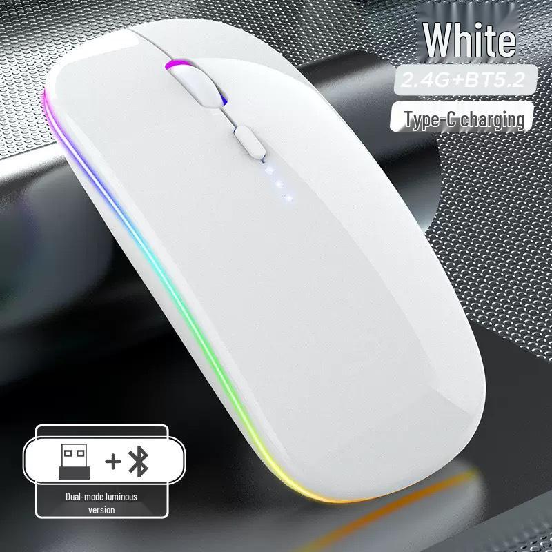 Rechargeable Dual-Mode Wireless Bluetooth Mouse with Custom Logo - Silent & Luminous for Business and Gaming
