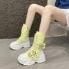 Fashion Chunky Platform Boots Women Punk Star Buckle Strap Sneakers Autumn Winter Thick Bottom Motorcycle Boot
