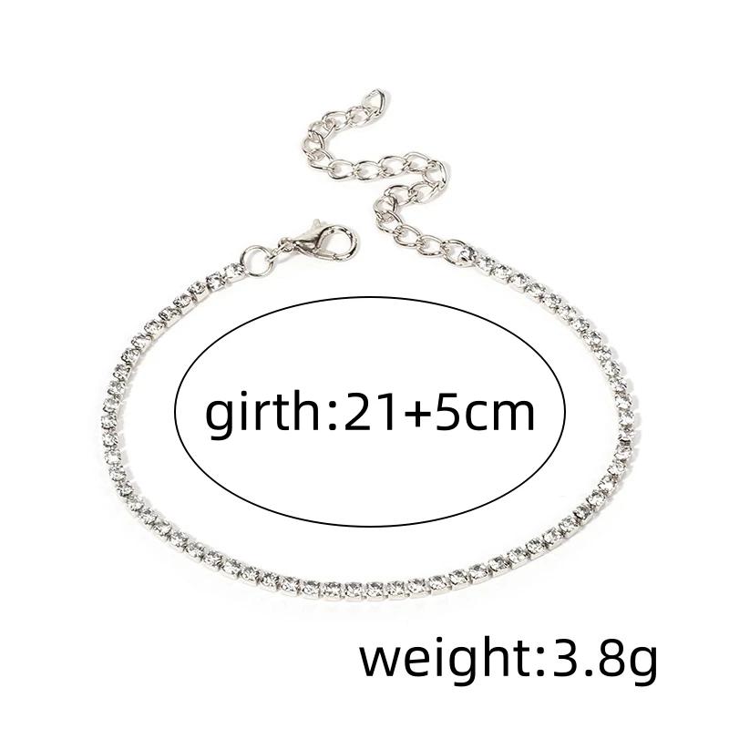 Women Gold Chain Full Rhinestone Anklet Beach Imitation Barefoot Sandal Leg Foot Jewelry