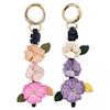 Yousheng Keychain Pendant Imitation Leather Camellia Design Key Chain with Lobster Clasp Bag Charm Backpack Pendant