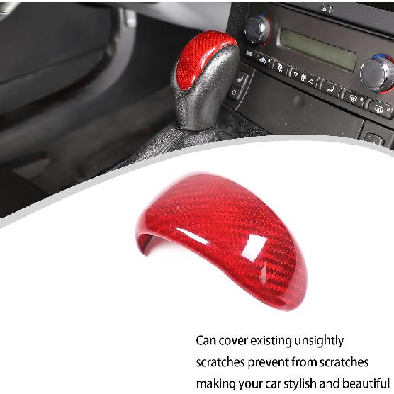 Lcojicep Real Carbon Fiber Car Gear Shift Knob Cover Compatible with Corvette C6 2005-2013 Shift Knob Head Patch,Gear Head Cover Gear Handle Head
