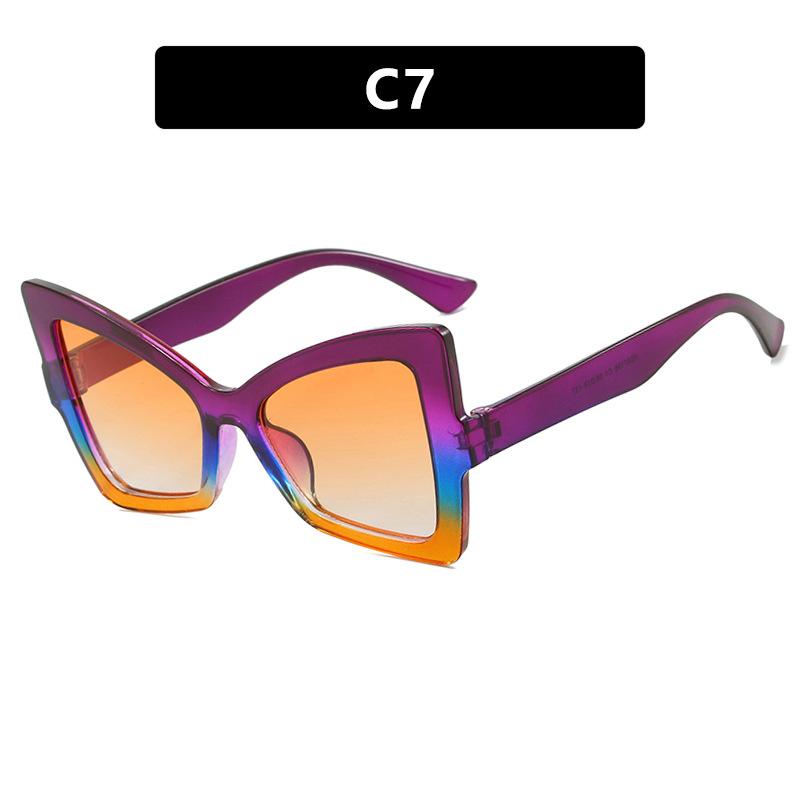 Lunettes Anti Lumière Bleue Monture Forme Papillon Monture Grande Forme Bloc de Couleurs Miroir Plat Élégant Gracieux Polyvalent Lunettes de Vue Lunettes de Soleil