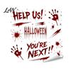 Creepy Text Halloween Decals Horror Stickers, with Spooky Handprints Footprints Printed, Wall Stickers Self-adhesive Decals, for Party And Decorations