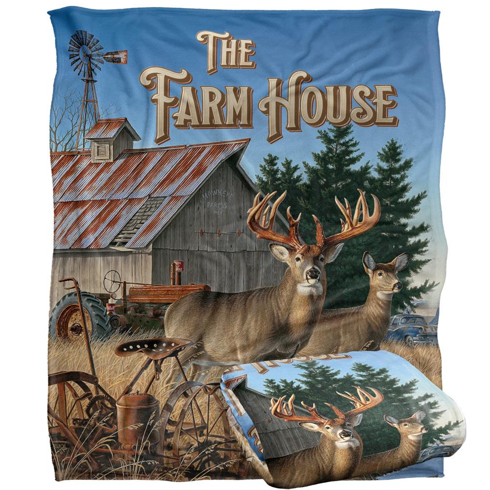 JQ Licensing Lz-Jp The Farm House Silky Deer Supersoft Blanket