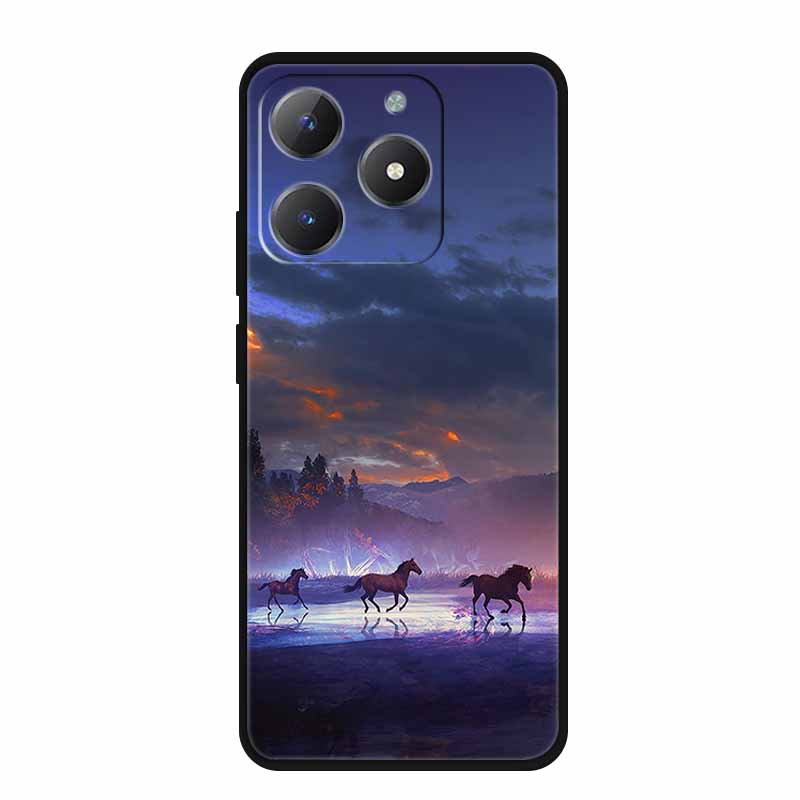 For Realme Narzo N61 Phone Case N 61 Coque Flowers Black Silicone Soft Back Cover For Realme Note 60 Case Note60 Funda Bags Capa