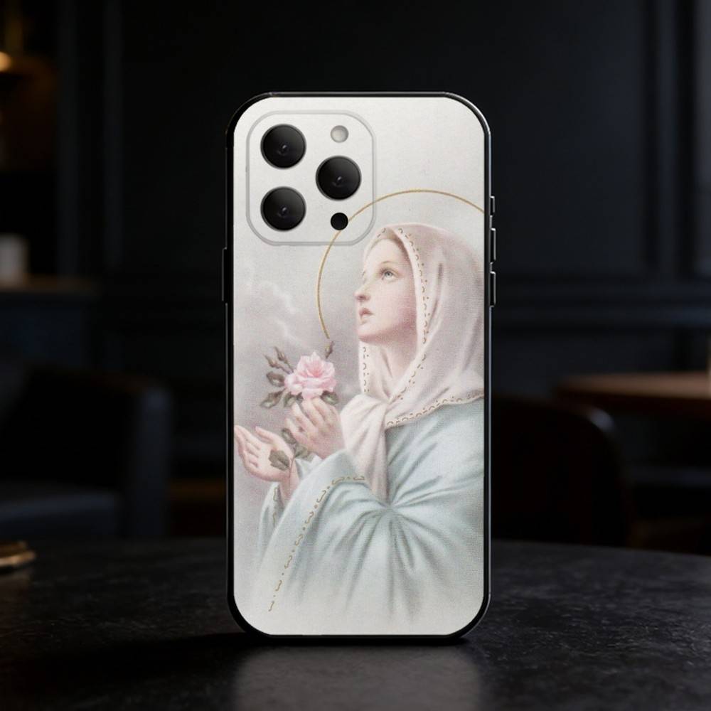 

Virgen Mary Virgin Bible Phone Case For iPhone 17,16,15,14,13,12,11 Plus,Pro Max,SE4Soft Silicone Black Cover iPhone14Plus