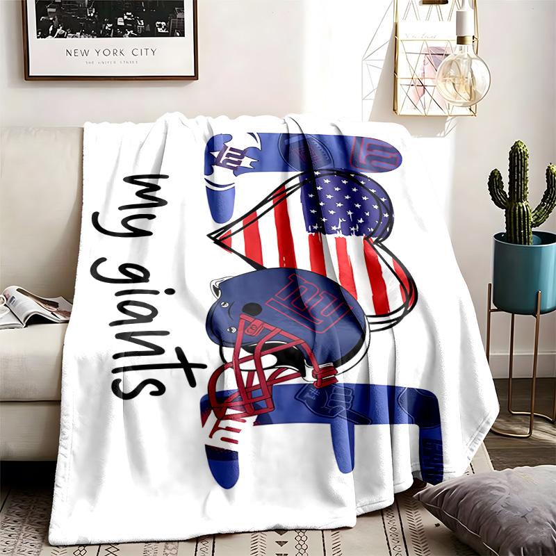 New York Giants Theme Personalized Outdoor Flannel Blankets Soft And Suitable For All Seasons Perfect For Sofas Beds And Camping