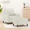 Vidaxl Sessel mit Hocker, Cremefarben, 60 cm, Samtbezogen