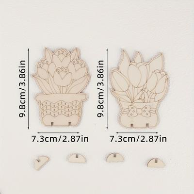 10pcs Unfinished Wooden Flower Crafts - Vintage Floral DIY Craft Kits for  Festival Decor - Artificial Wood Tabletop Decorations