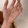 Love Heart Pendant Necklace with Pearls Women Neck Jewelry Alloy Texture Beads Necklace Suitable for Parties and Wedding