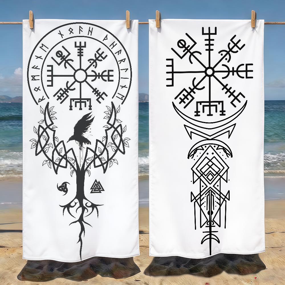 V-Viking V-Vegvisir Handtuch Weich Pool Geschenk Für Reise Fitnessstudio Dusche Camping Schnelltrocknend Sport Strandtücher