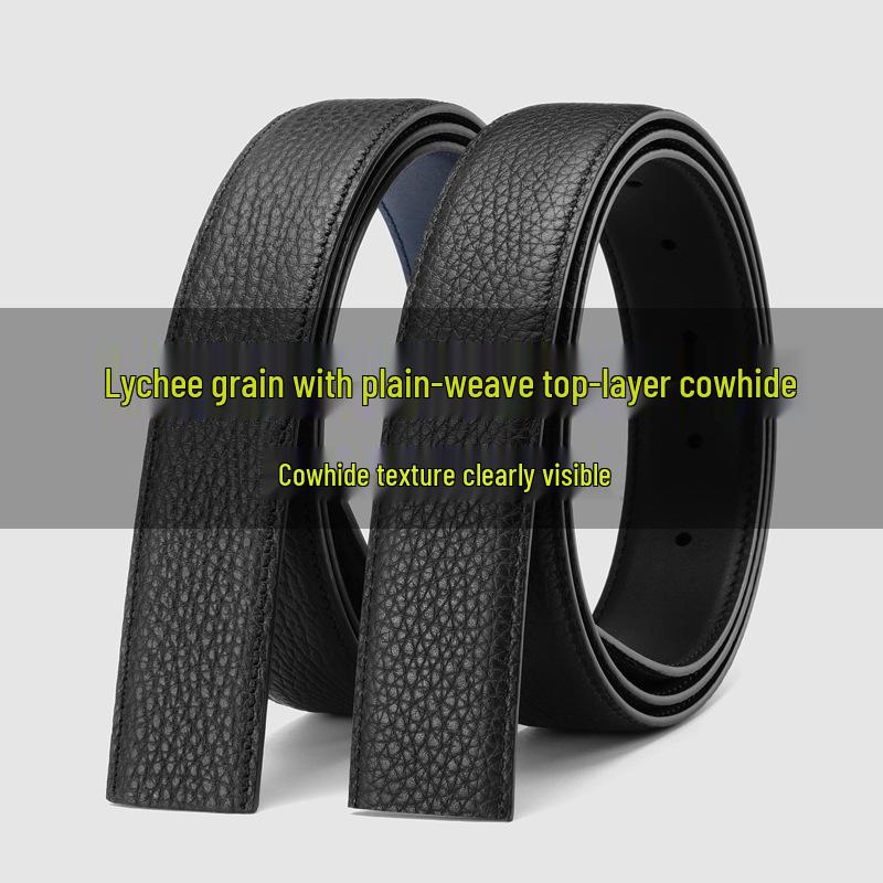 Men's Double-Sided Genuine Leather Belt Strip, Top Layer Cowhide, No Buckle
