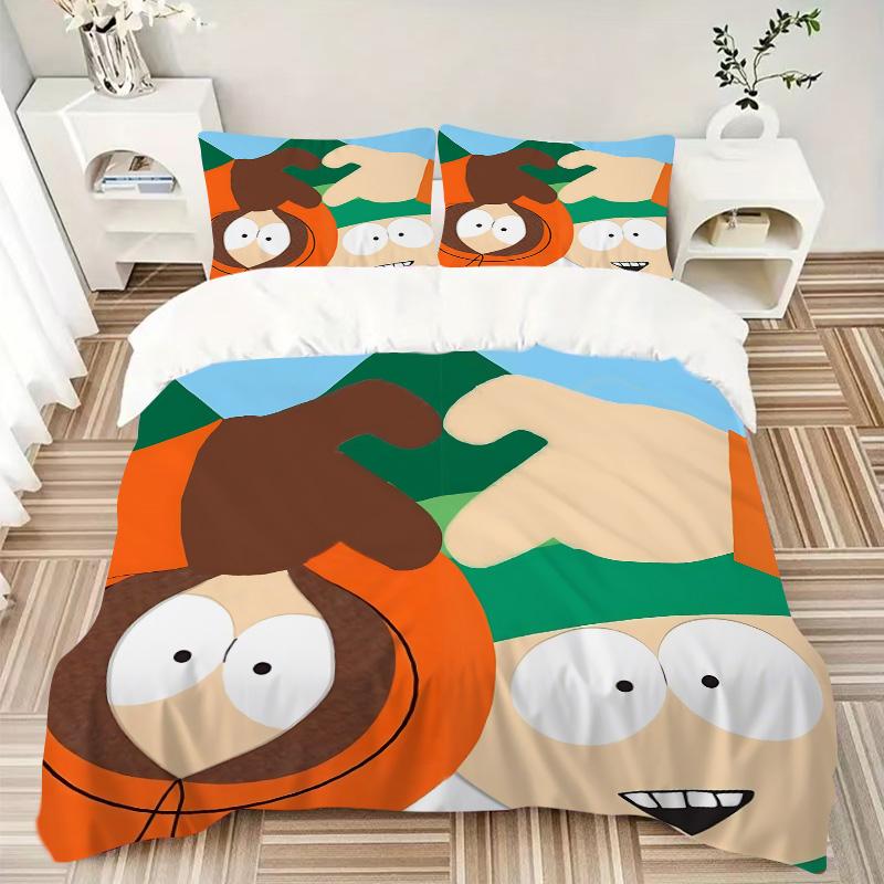 South Park Cartoon Print Print 3Pcs Bedding Set,Duvet Cover with 2 Bedro,Pillowcase Home Birthday Gift
