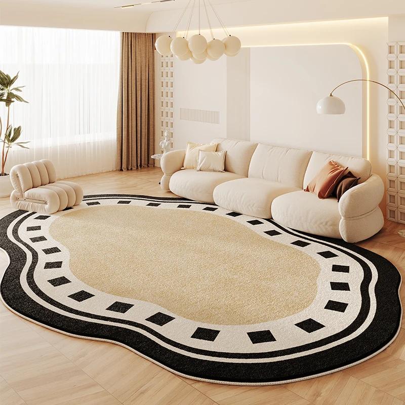 French Cream Style Carpets for Living Room Irregular Shapes Bedroom Decor Rug Fluffy Soft Plush Carpet  Minimalist thick mat