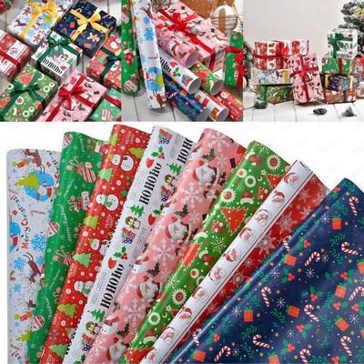 Christmas Rolled Wrapping Paper Value Pack Premium Gift Square Feet Total Cane Stockings Pack Of 8 Christmas Boy Wrapping Paper