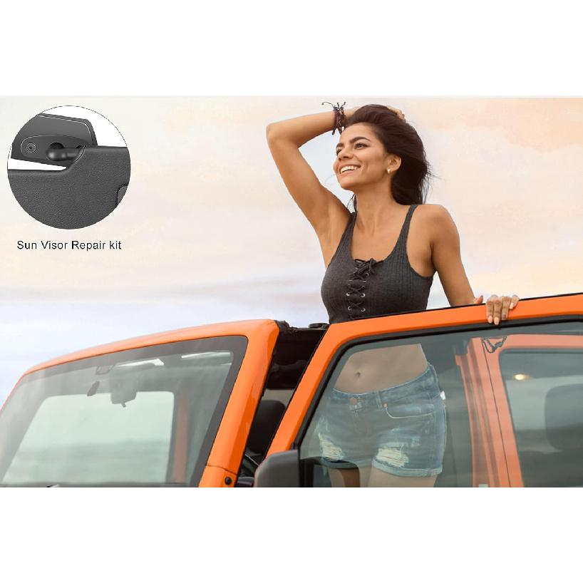 Upgrade Aluminum Alloy Sun Visor Repair Kit Heavy Duty Visor Mounting Clips Compatible With Jeep Wrangler JK JKU 2018/ Wrangler JL JLU 2018-/