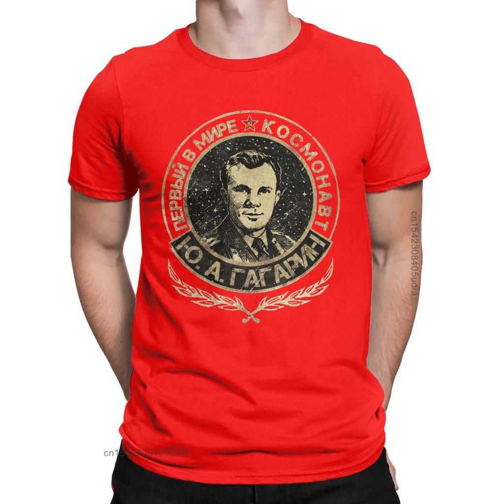 Hipster Yuri Gagarin Tshirt For Men Cotton Graphic T Shirts Ussr Cosmonaut Soviet Union Astronaut Cccp Tee Shirt for Men