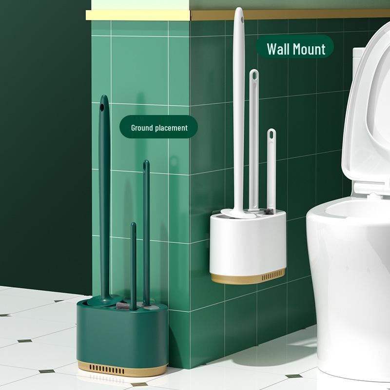 Wall-Mounted 3-in-1 Drainable Toilet Brush Set for Bathroom Corner Cleaning