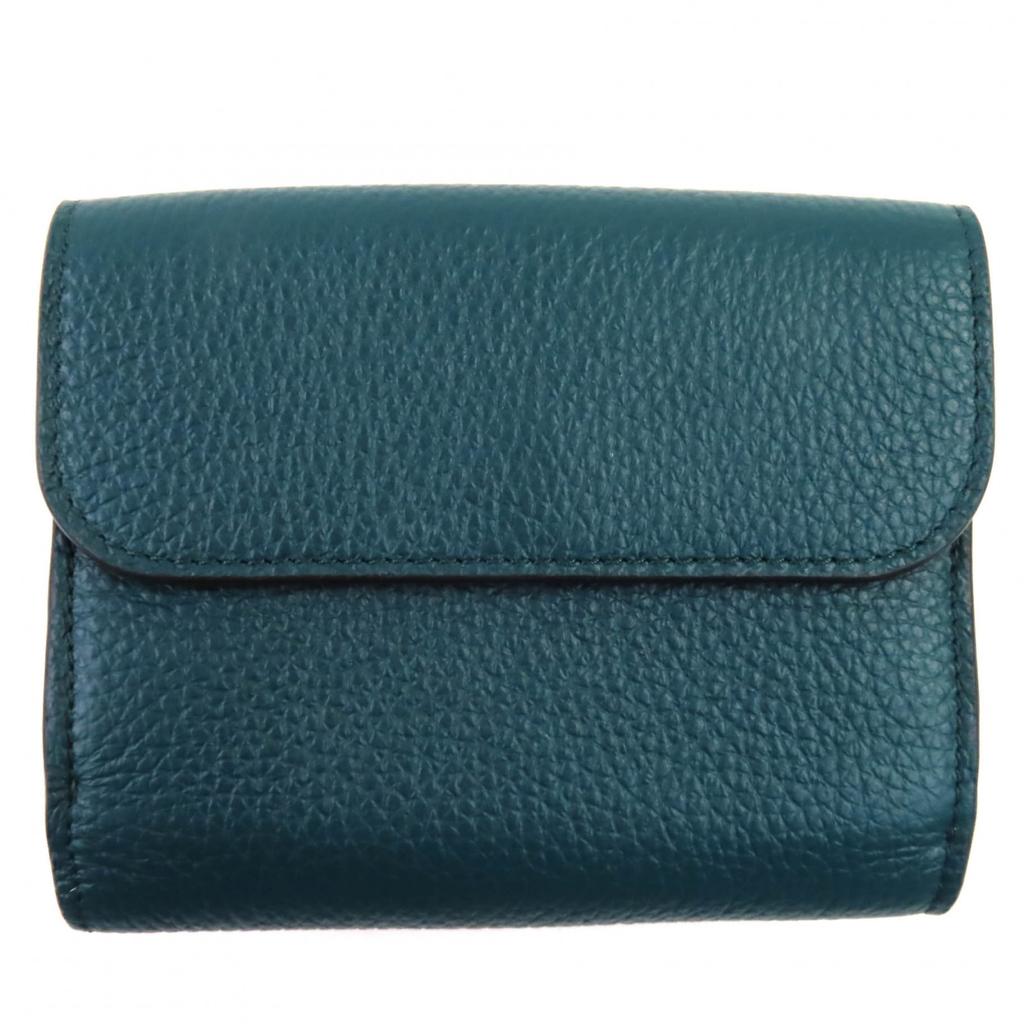 Pristine Chloe Tri-fold wallet Alphabet Trifold green leather CHC21WP718F573L3 Used