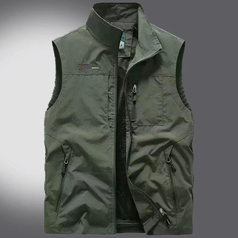 Men Outdoor High Quality Sports Leisure Windproof Breathable Sleeveless Thick Vest Fashionable and Breathable Warm Vest Comfort