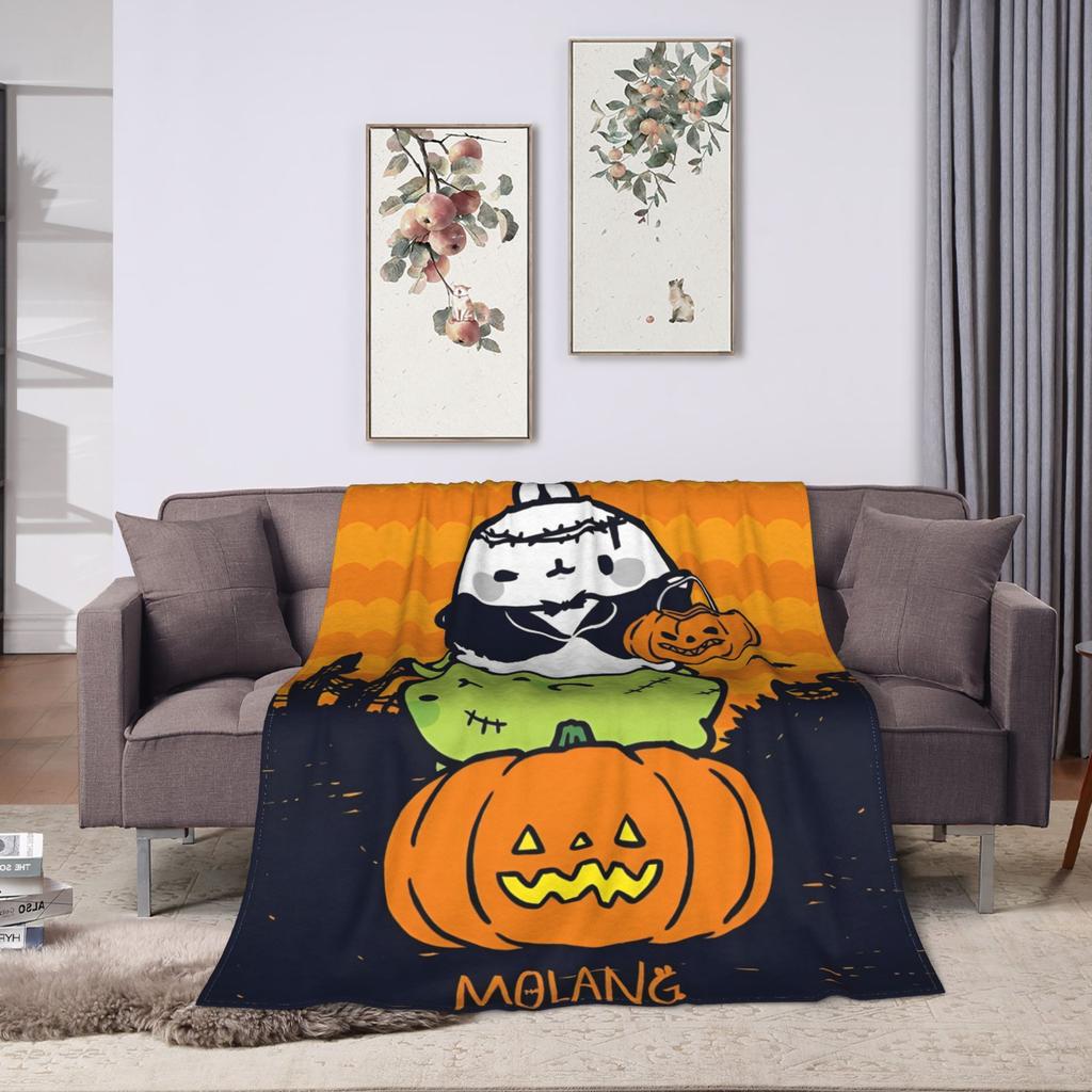 Halloween Pumpkin Cute M-Molangs Blanket Flannel All Season  Portable Ultra-Soft Throw Blanket for Bed Car Bedspread