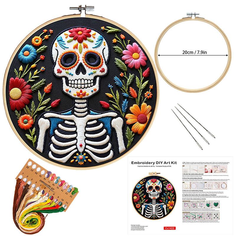 New Halloween Skull Diy Handmade Embroidery Material Pack Needle And Thread Kit Self-Embroidery Creative