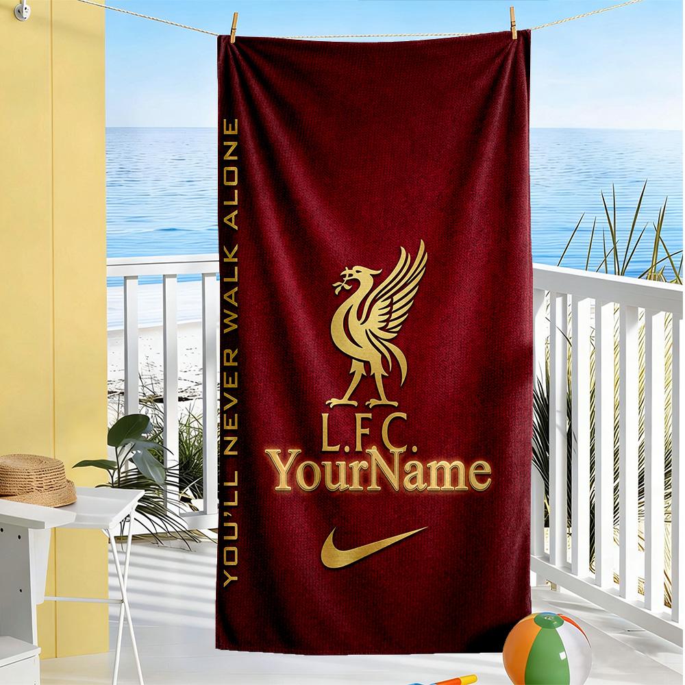 Liverpool Personalisierbares Namens-Strandtuch Weich Langlebig Schnelltrocknend Geeignet für Schwimmen Fitnessstudio Camping Yoga Urlaub