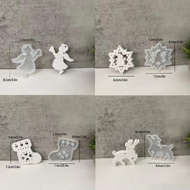 Holiday Themed Silicone Molds Creative Christmas Figurines Silicone Molds Flexible Mold for Hanging Decoration