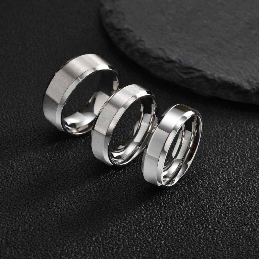 6mm 8mm Stainless Steel Rings Gold Color Brushed Surface Wedding Ring for Men Women Couple Engagement Finger Jewelry Gifts