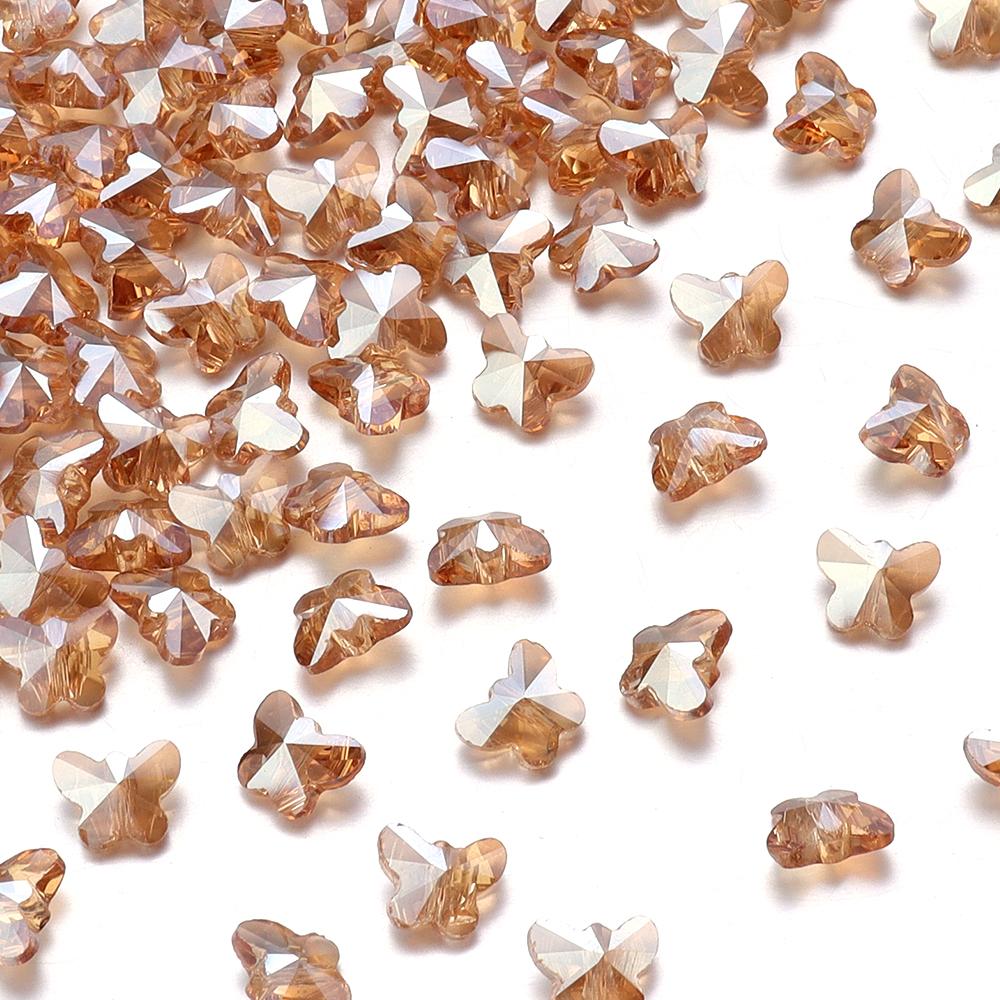 50Pcs/Lot 10×8mm Crystal Beads Transparent Colorful Butterfly Shape Hole Size 1.2mm Loose Beads Diy Jewelry Bracelet Necklace