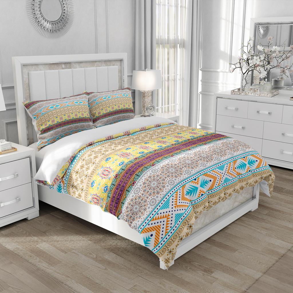 Set de lenjerie de pat colorat Set confortabil Imprimat 3D Set husă de plapumă Față de pernă din fibră ultra-fină 2025 Nou en-gros